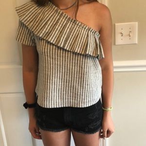 Zara striped one shoulder top